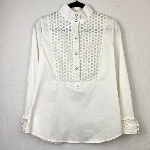 NEW RJ Classics Horseback Riding Show Shirt Women M Equestrian Long Sleeve White - Picture 1 of 12